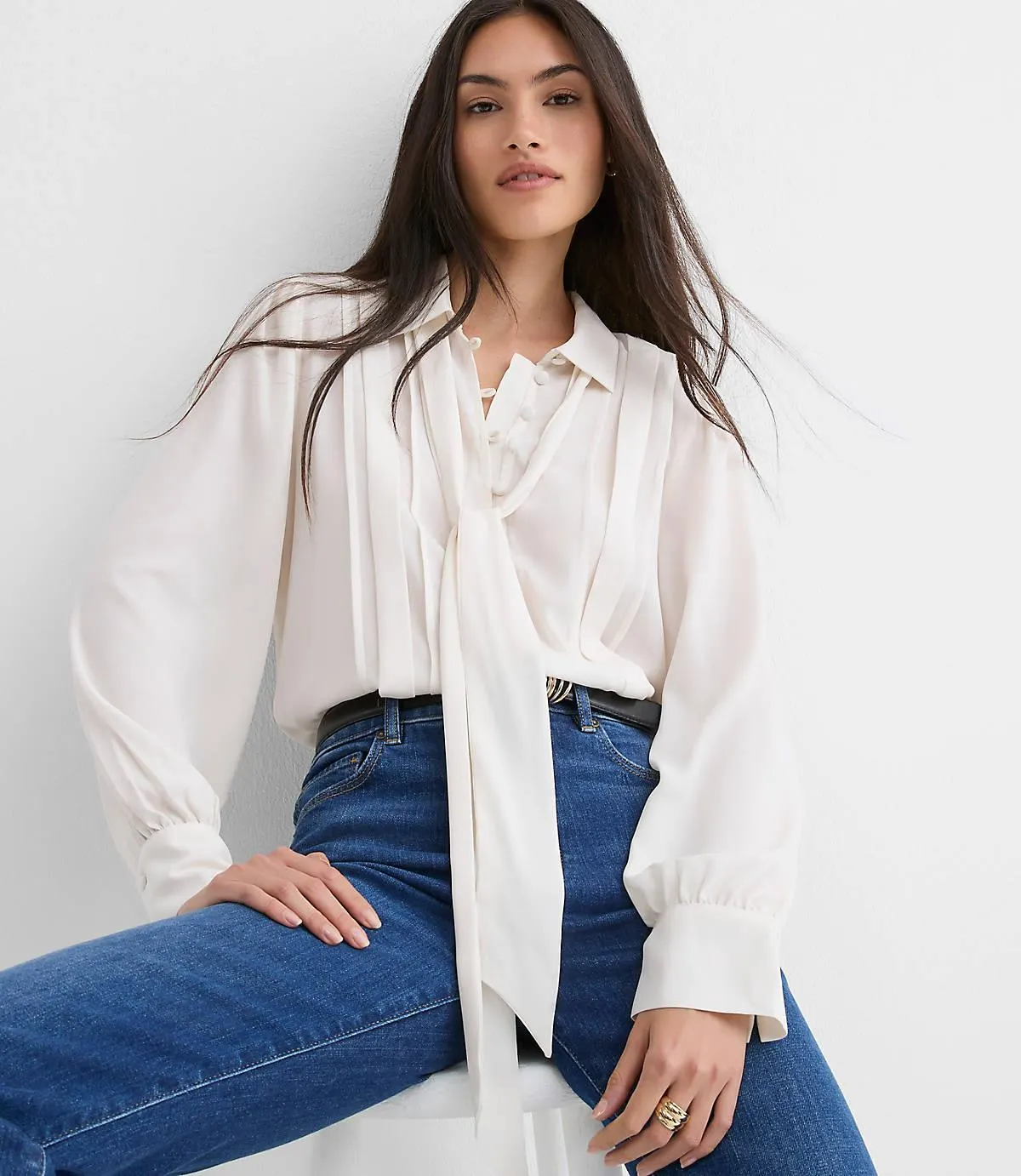 Pleated Bow Blouse
