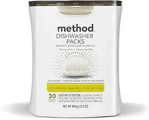 Method Dishwasher Detergent Packs, Lemon Mint, 30 count