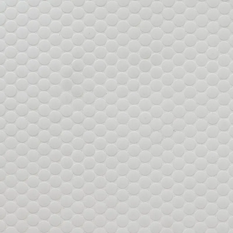 Bianco Matte Penny Round 12 in. x 13 in. Porcelain Mosaic Wall & Floor Tile