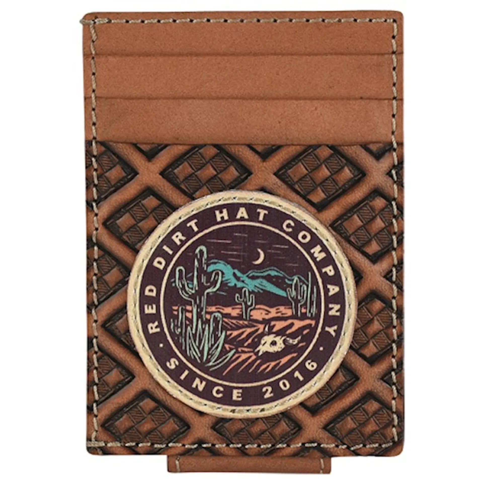 Red Dirt Hat Co Men's Desert Scene Logo Patch Card Case with Magnet Clip