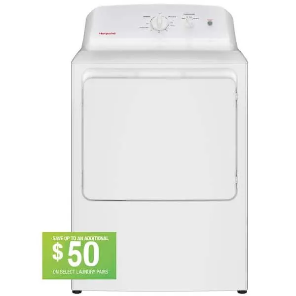 6.2 cu. ft. vented Electric Dryer in White with Auto Dry