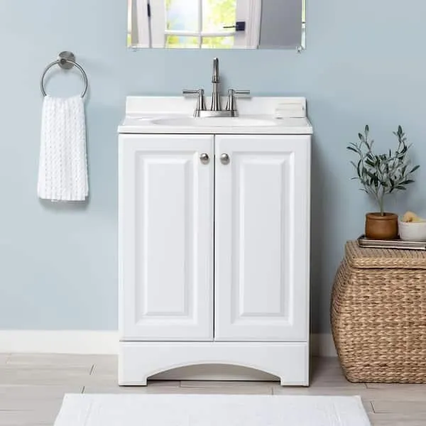 25 in. Single Sink White Bath Vanity with Cultured Marble Top (Assembled)