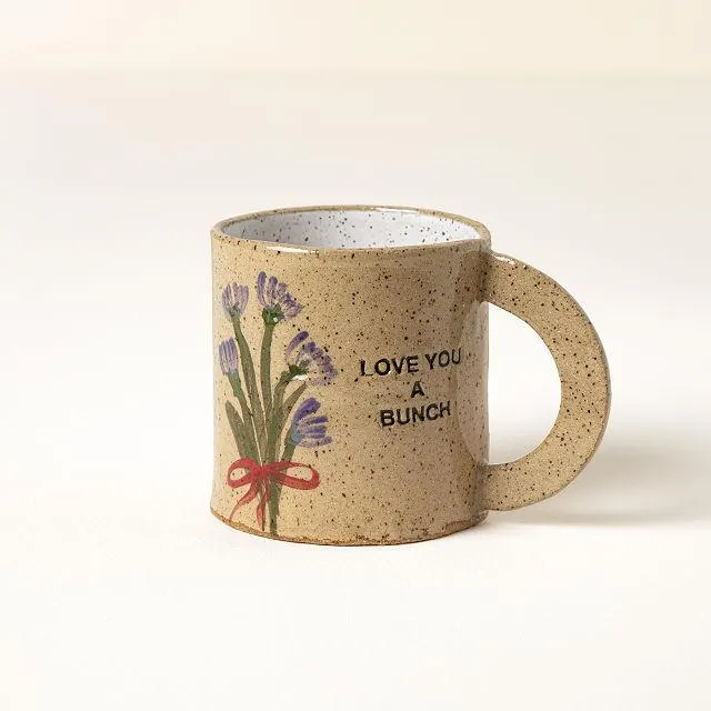 Love You a Bunch Pressed Flower Mug