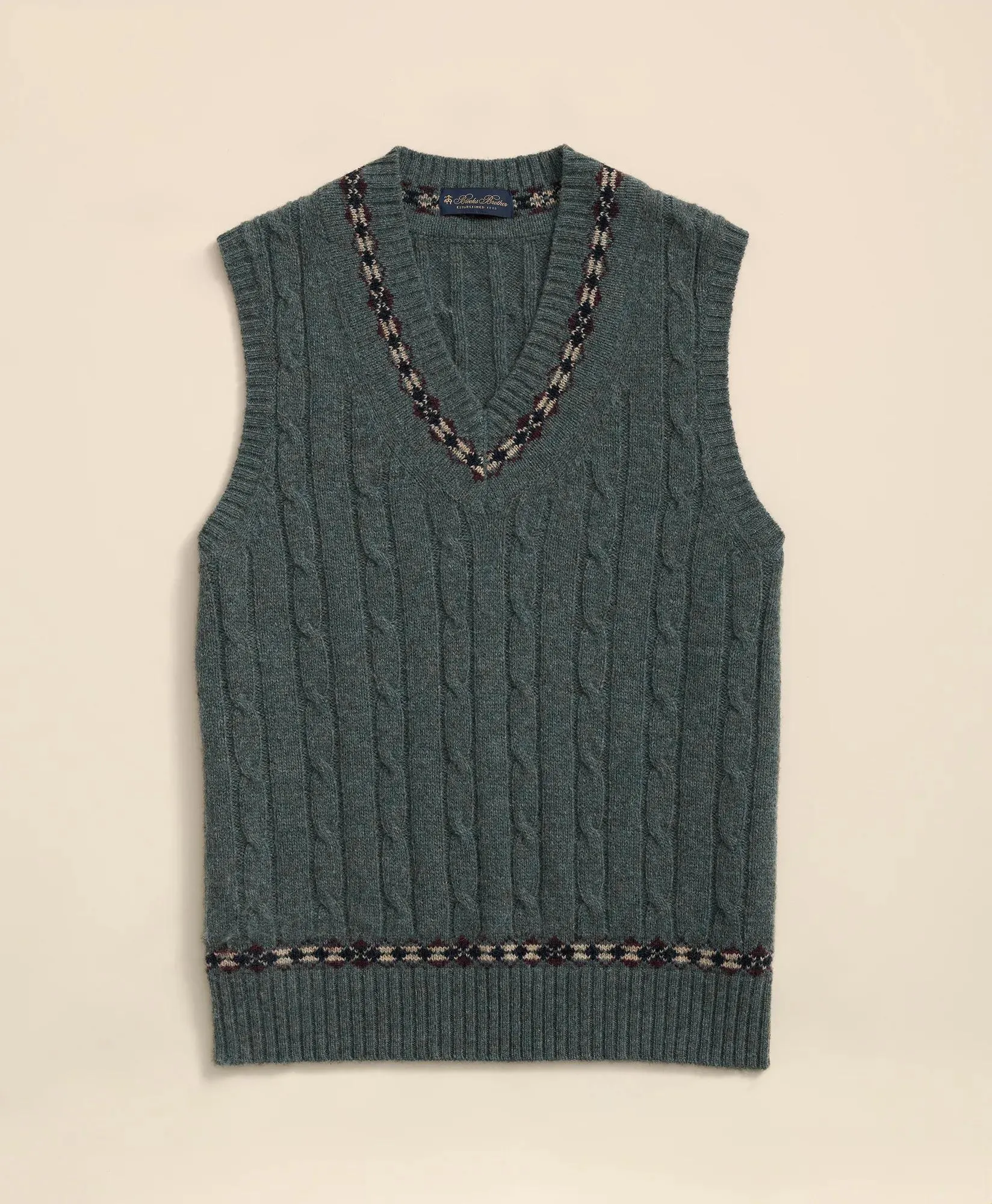 Shetland Wool Fair-Isle Tipped Archive Tennis Vest