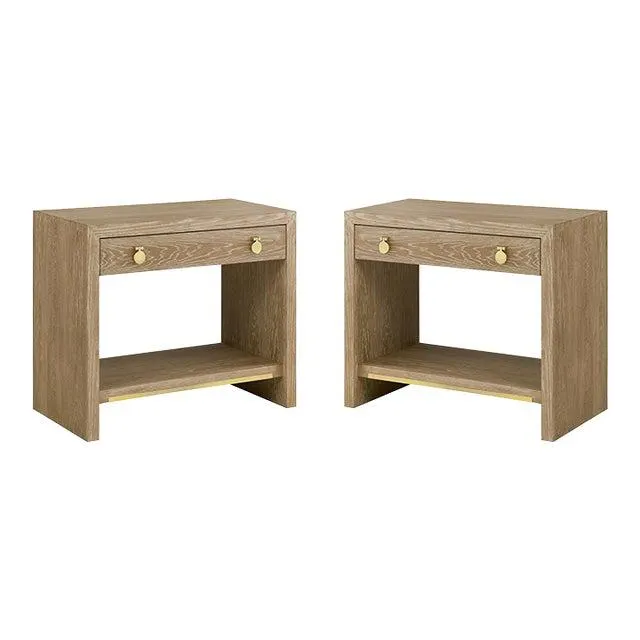 Pair of Light Oak Modern Nightstands