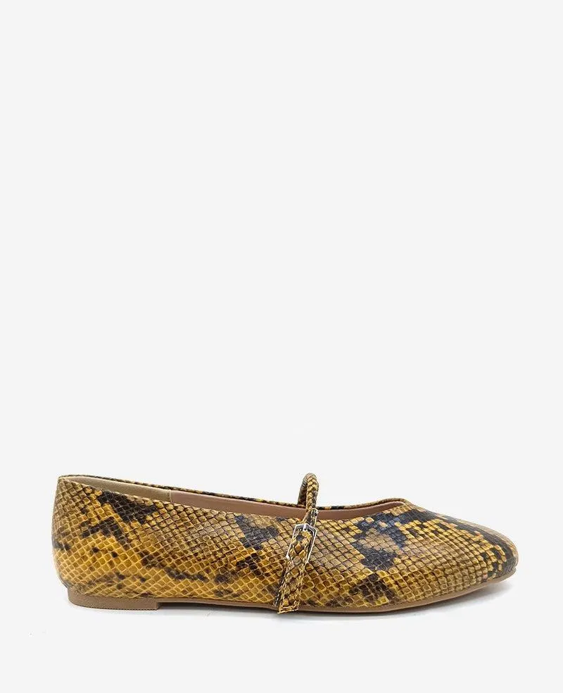 Magnolia Snakeskin Leather Ballet Flat - Brown Snake