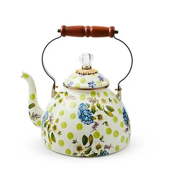 Wildflowers Green 3 Quart Tea Kettle