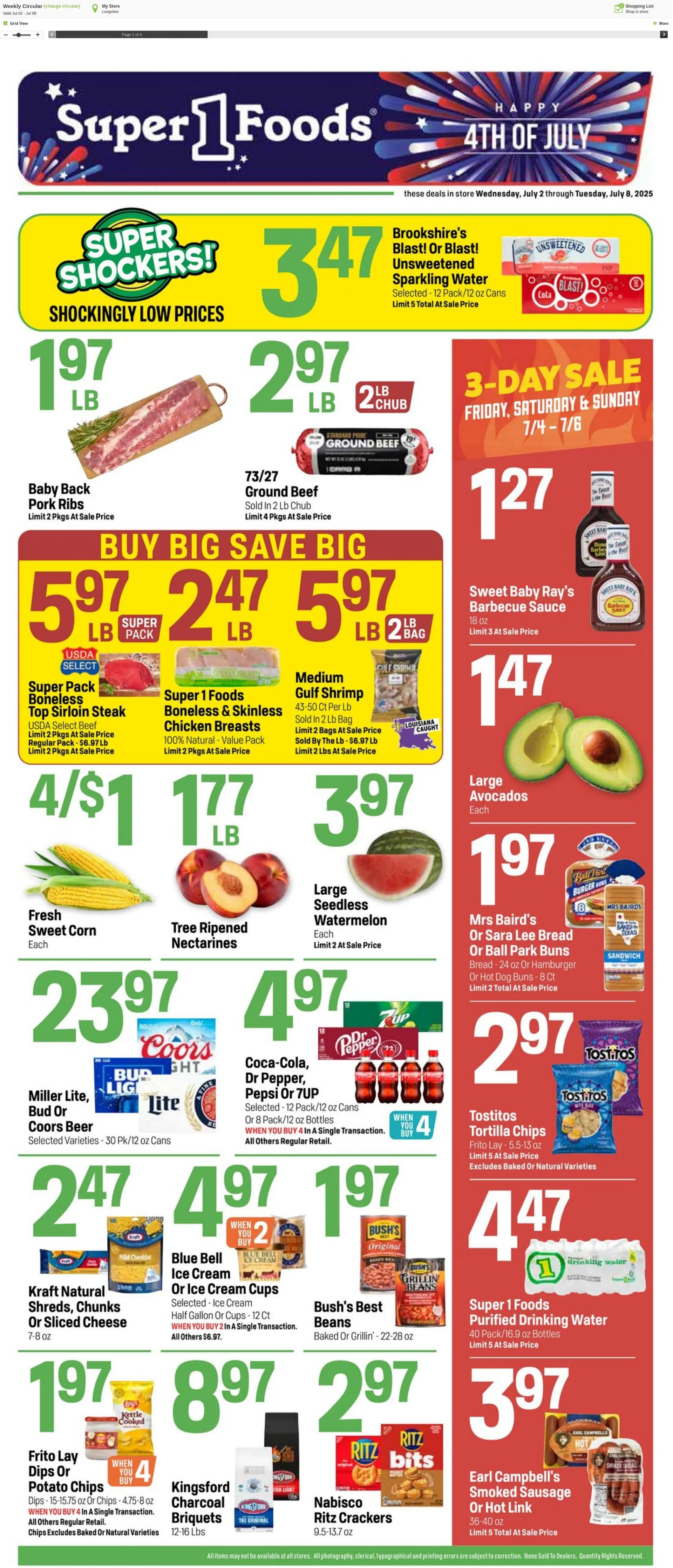 Weekly ad Super1Foods from July 2 to July 11 2025 - Page 1