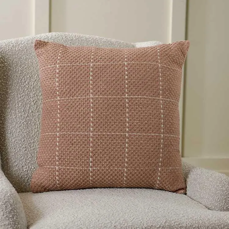 Mauve Woven Grid Pillow