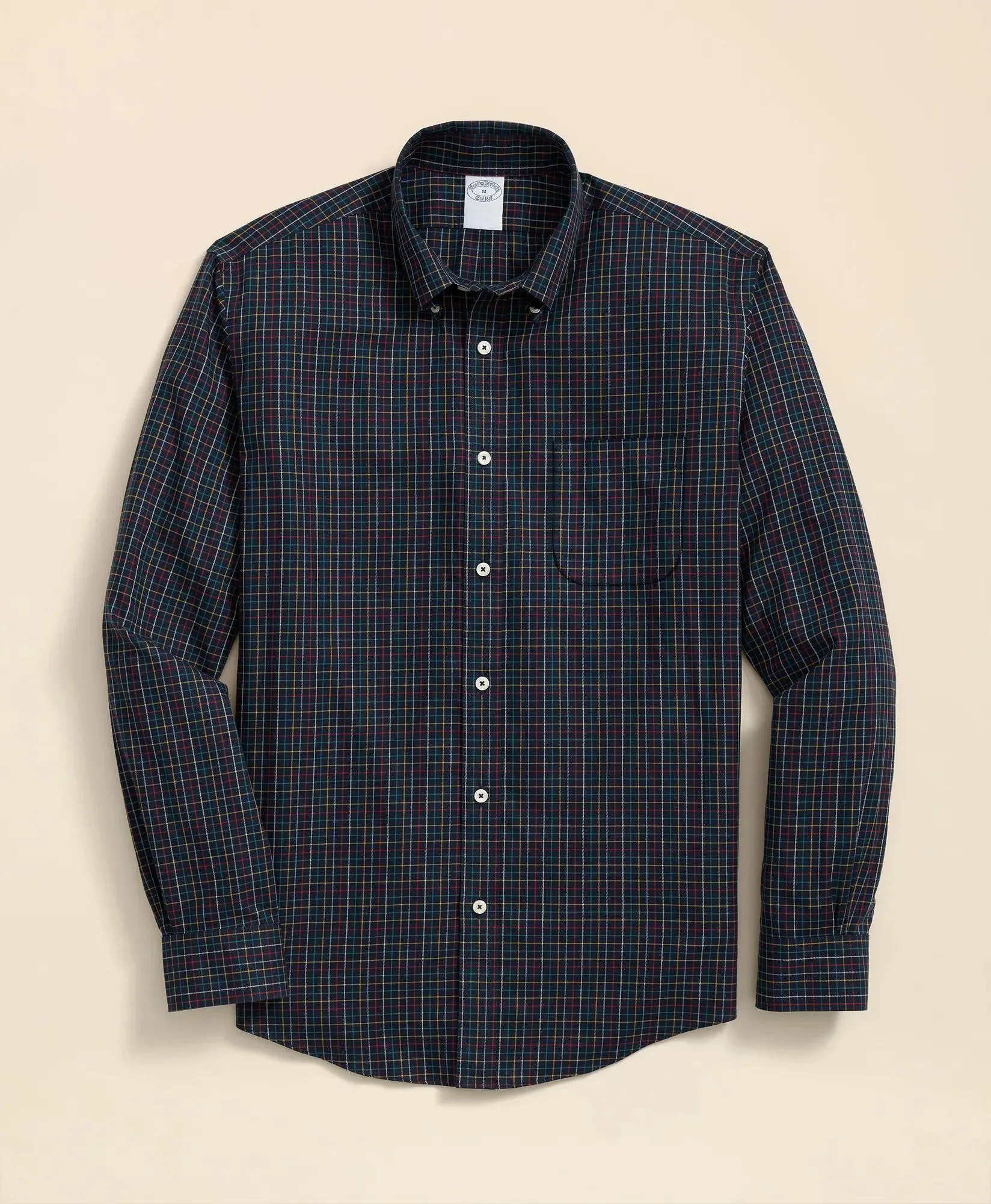 Stretch Supima ® Cotton Non-Iron Twill Polo Button Down, Tattersall Sport Shirt