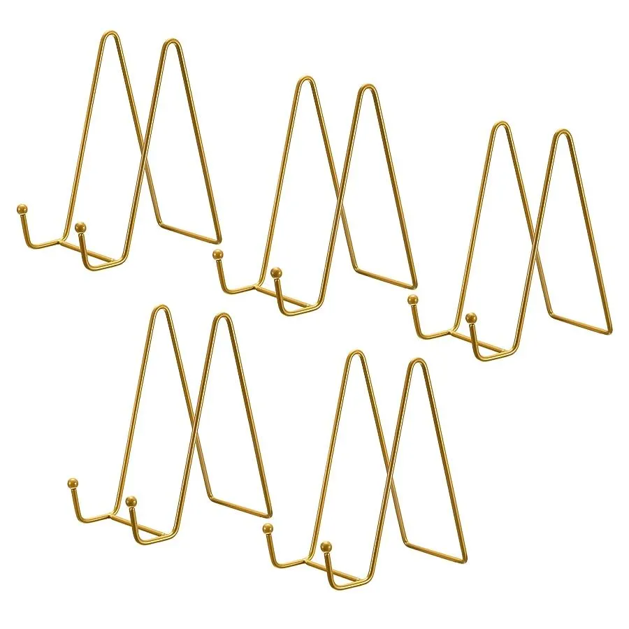 Unique Bargains 5pcs Plate Stand for Display 6 Inch Iron Easel Plate Holder Display Stands Metal Decorative Plates for Picture Photo Book Gold