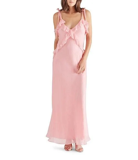 Adalina V-Neck Sleeveless Ruffle Maxi Dress