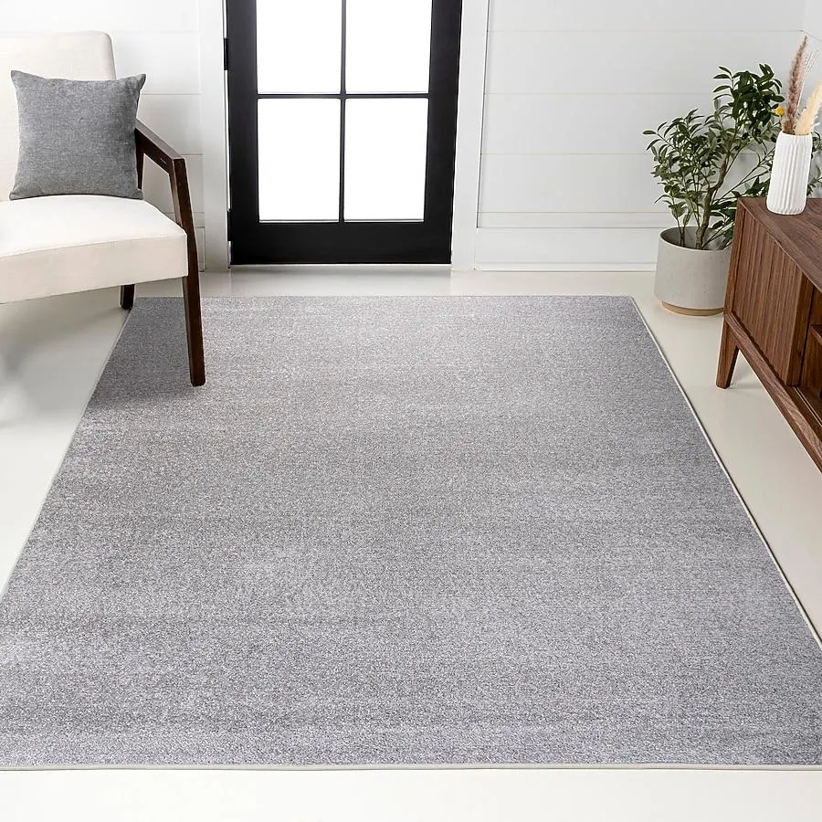 JONATHAN Y SUPERSOFT Haze 8 x 10 (ft) Loomed Light Gray Rectangular Indoor Solid Mid-Century Modern Pet Friendly Area rug