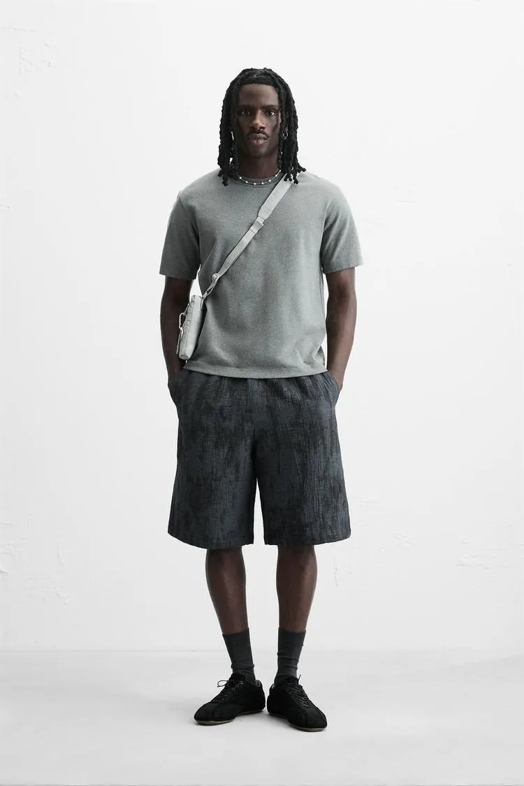 TIE DYE PRINT TEXTURED SHORTS