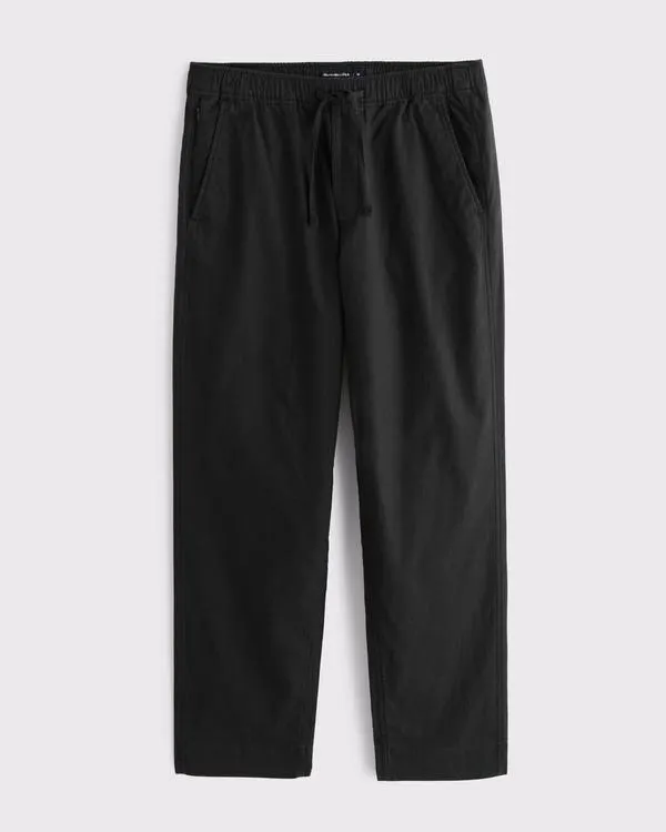 Loose Linen-Blend Pull-On Pant
