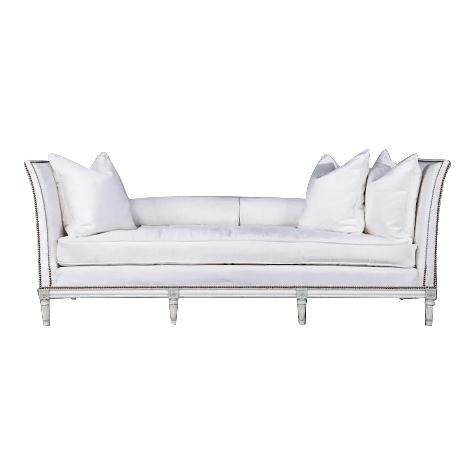 French Parisian Maison Gouffé Louis XVI Style Painted Daybed W/ White Chenille - Signed