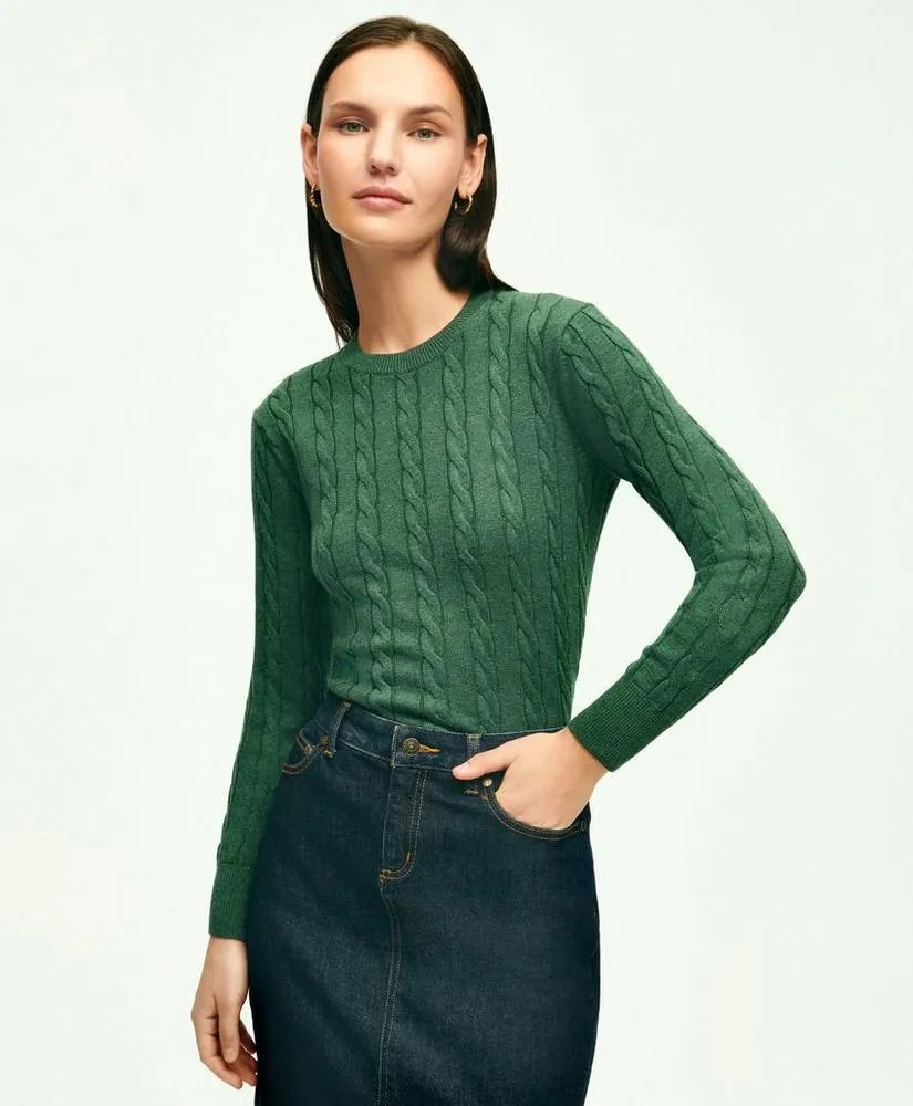 Supima ® Cotton Cable Crewneck Sweater