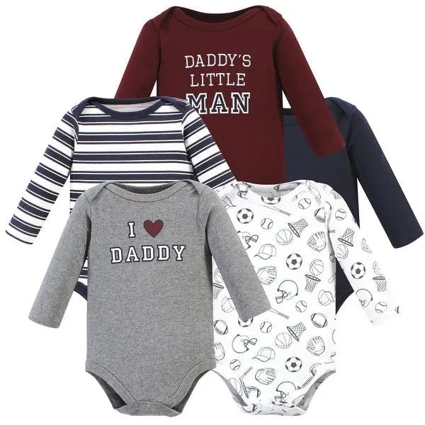 Hudson Baby Infant Boy Cotton Long-Sleeve Bodysuits, Boy Daddy 5-Pack
