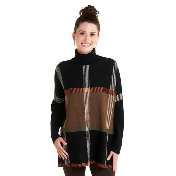 Womens Joseph A Long Sleeve Plaid Turtleneck