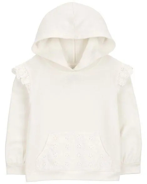 Baby French Terry Eyelet Hoodie - Cream