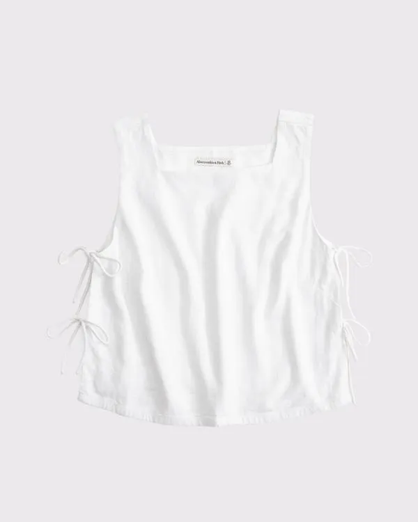 Apron Linen-Blend Set Top