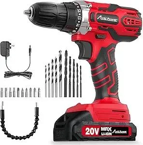 AVID POWER 20V MAX Power Drill Kit, Cordless Drill Set with Battery and Charger, 2 Variable Speed, 3/8-Inch Keyless Chuck, 19 Position and 22pcs Bits