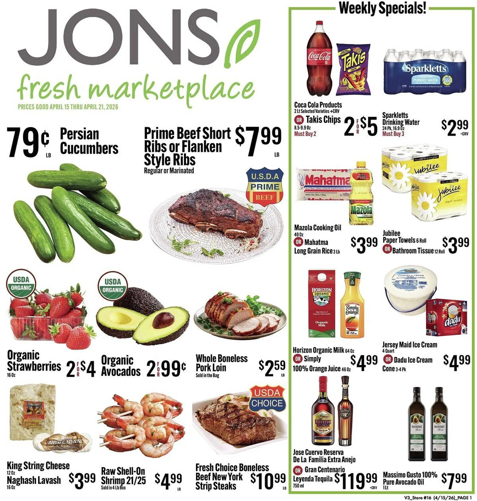 Weekly promotion Jons International weekly ad spanning from April 15 to April 21 2026 - Page 1 for Catalogue 365