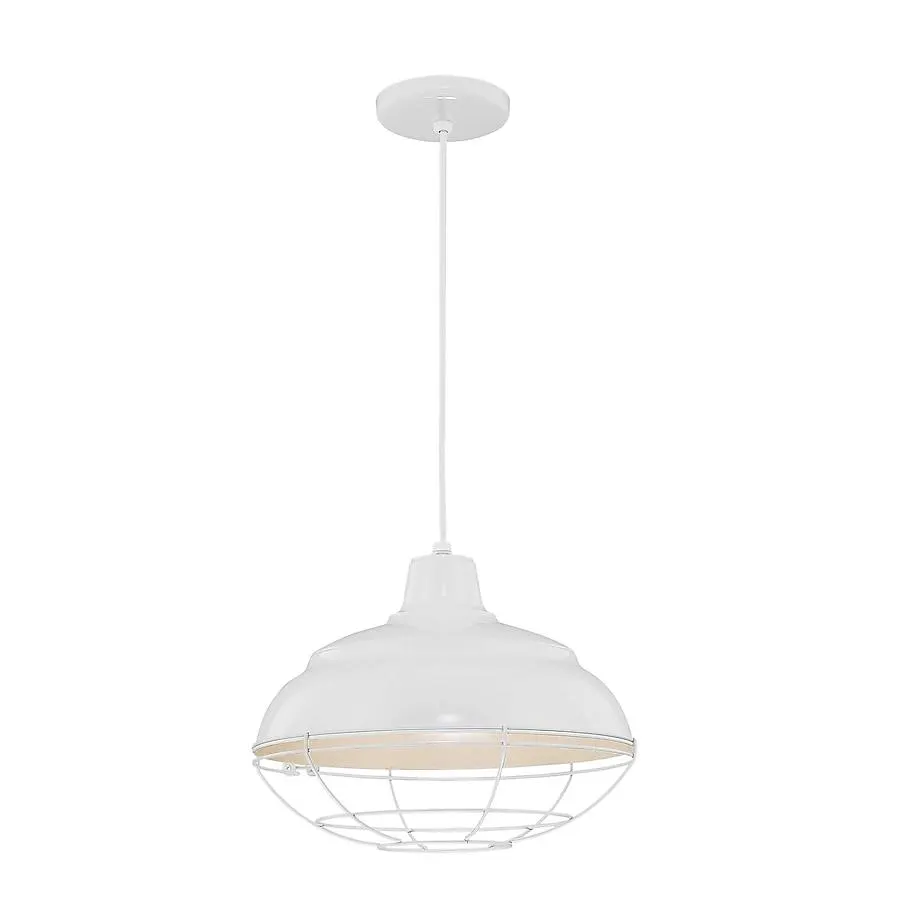 Millennium Lighting R Series White Industrial Dome Outdoor Hanging Pendant light