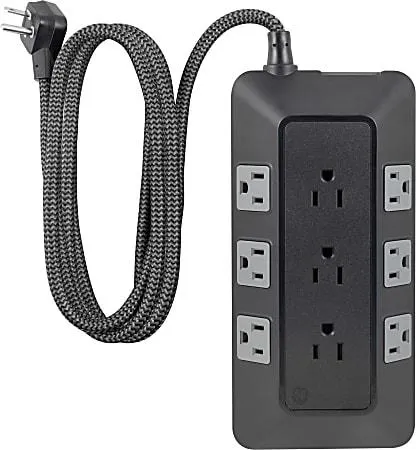 GE UltraPro 9-Outlet Surge Protector, 8', Black