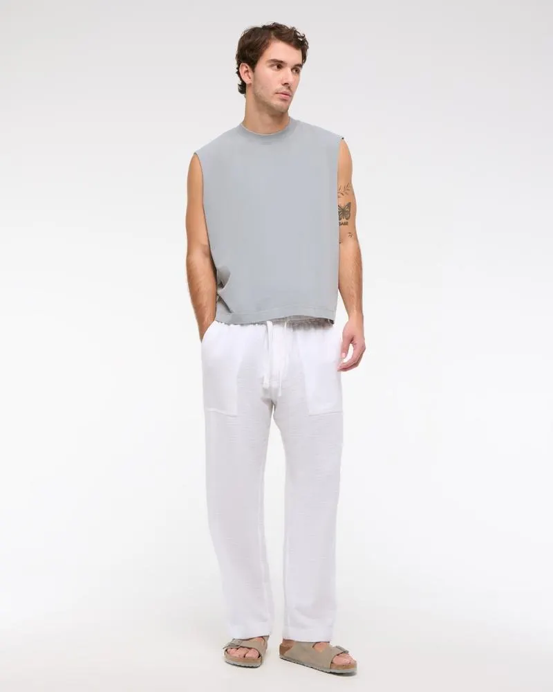 Baggy Cotton Textured Pull-On Pant