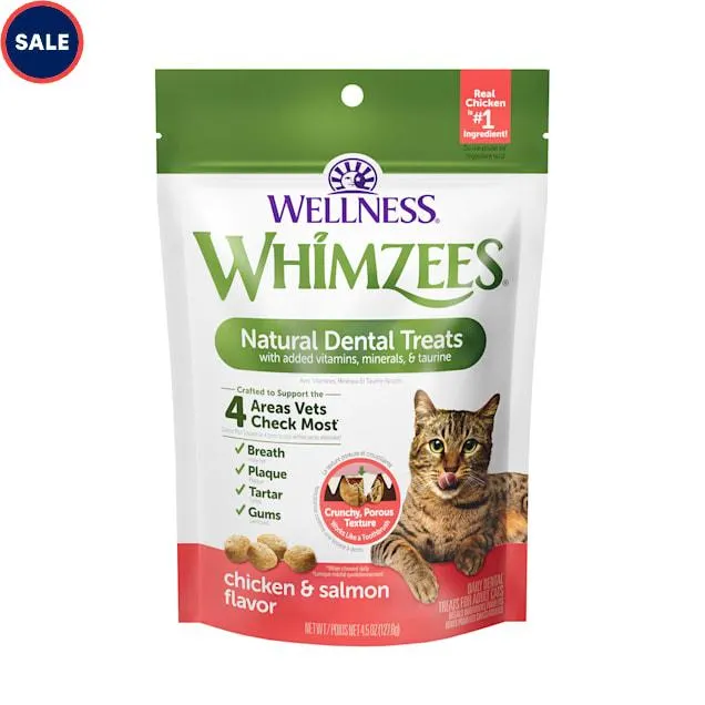 Whimzees Wellness Natural Chicken & Salmon Flavor Cat Dental Treats, 4.5 oz.