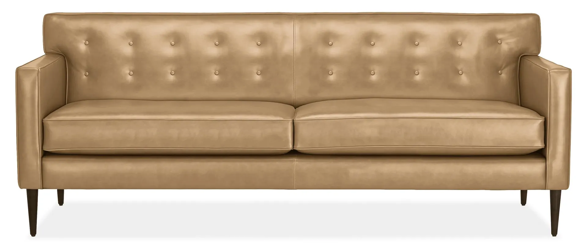 Holmes 79" Sofa in Fiero Camel Leather w/Charcoal Legs