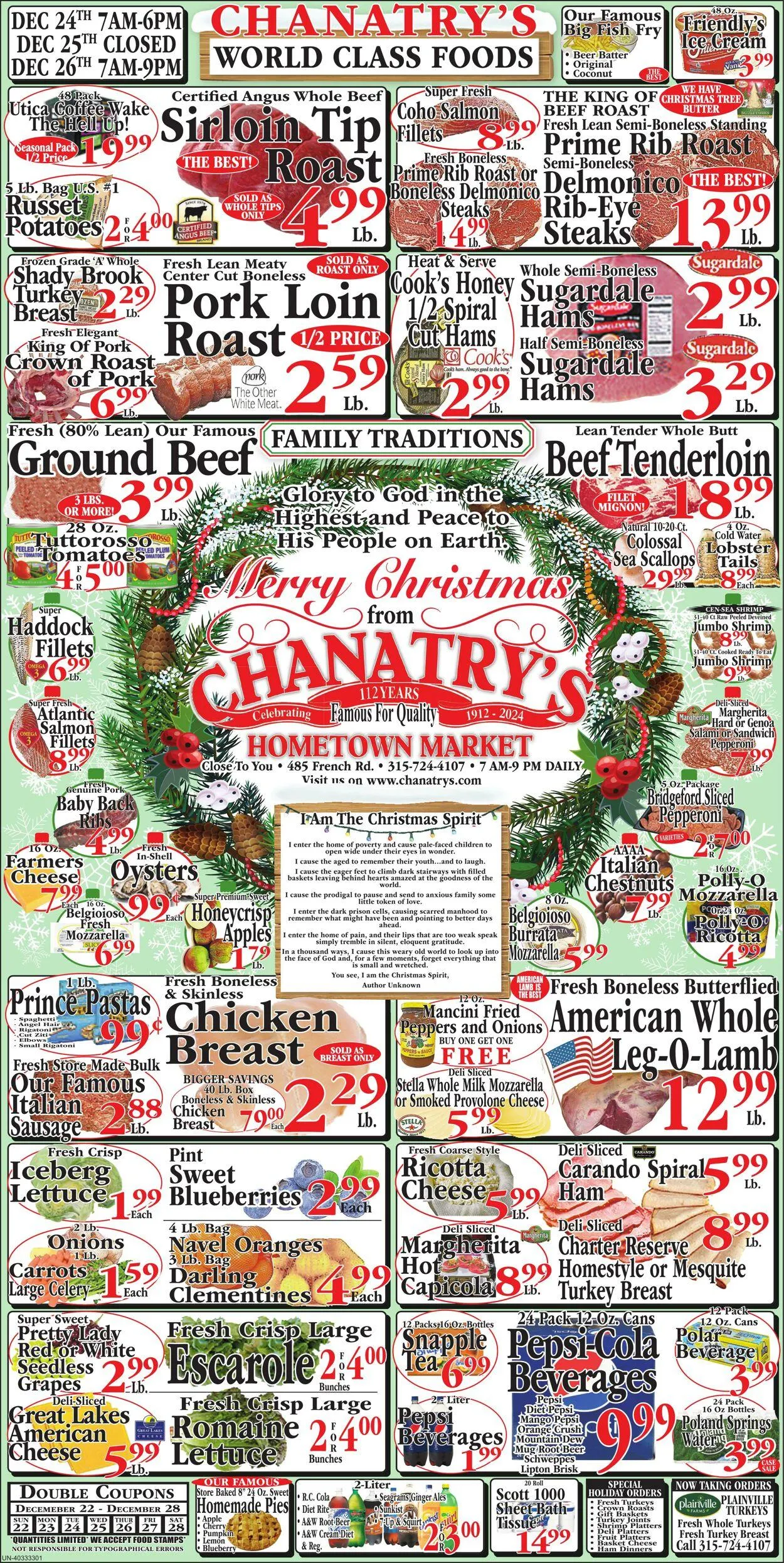 Weekly ad Chanatry's Hometown Market from December 22 to December 28 2024 - Page 1