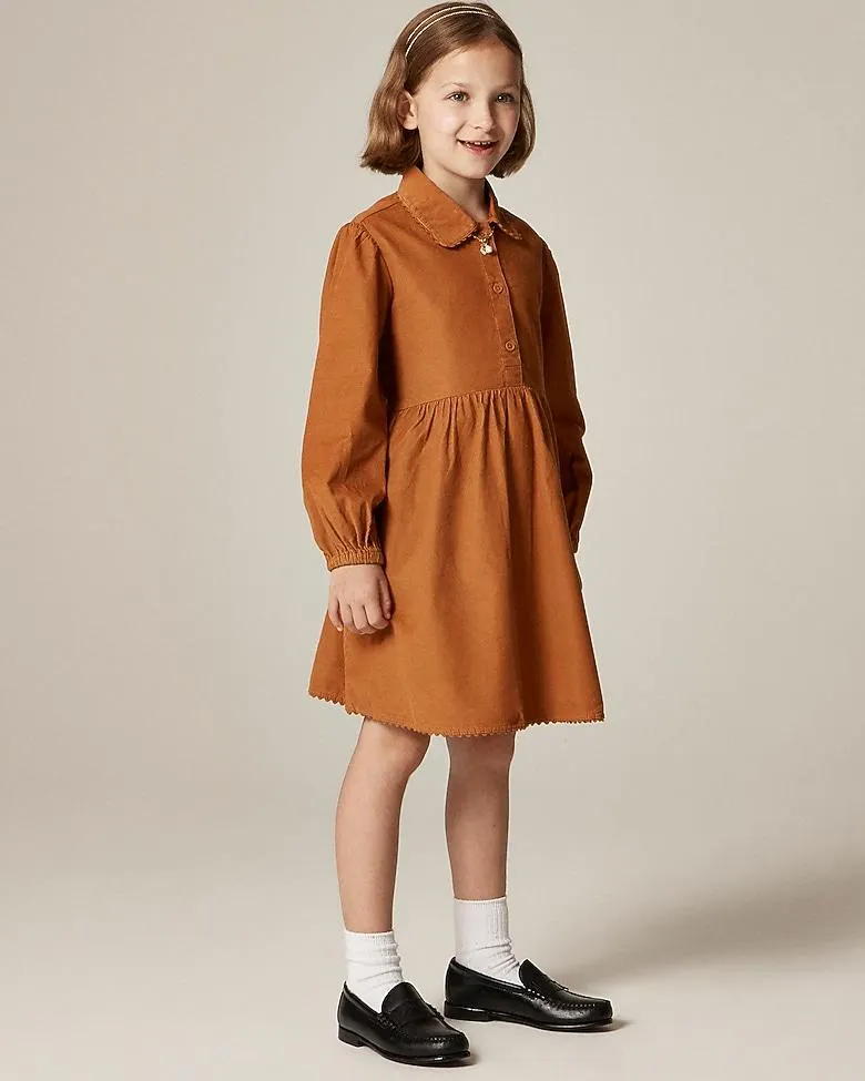 Girls' shirt-dress in lightweight corduroy
