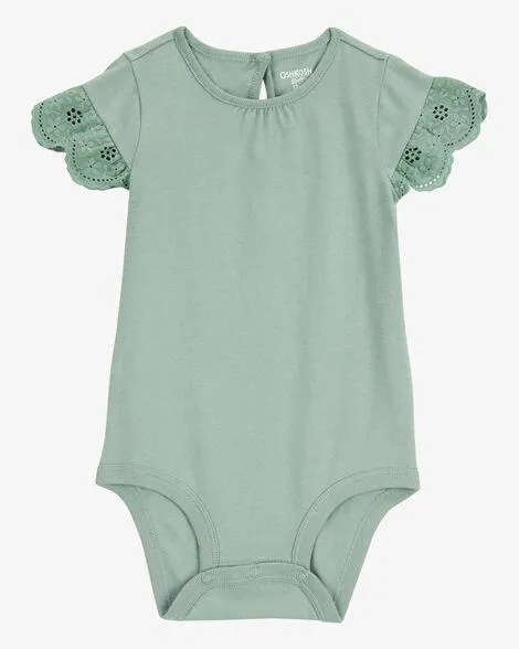 Baby Flutter Sleeves Bodysuit - Green