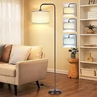 PARTPHONER LED Floor Lamp for Living Room, 3 Color Temperature, with Foot Switch, 9W Bulb Included, Oil Rubbed Bronze