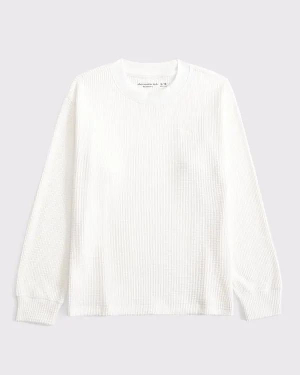 cozy long-sleeve waffle crew