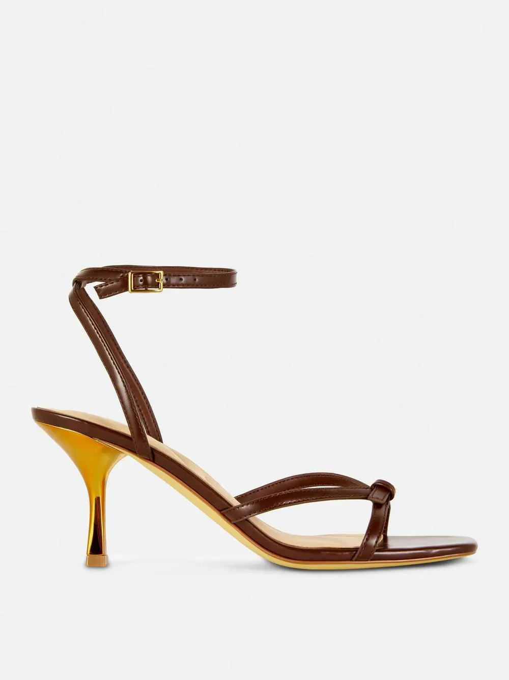 Golden Heel Strappy Sandals