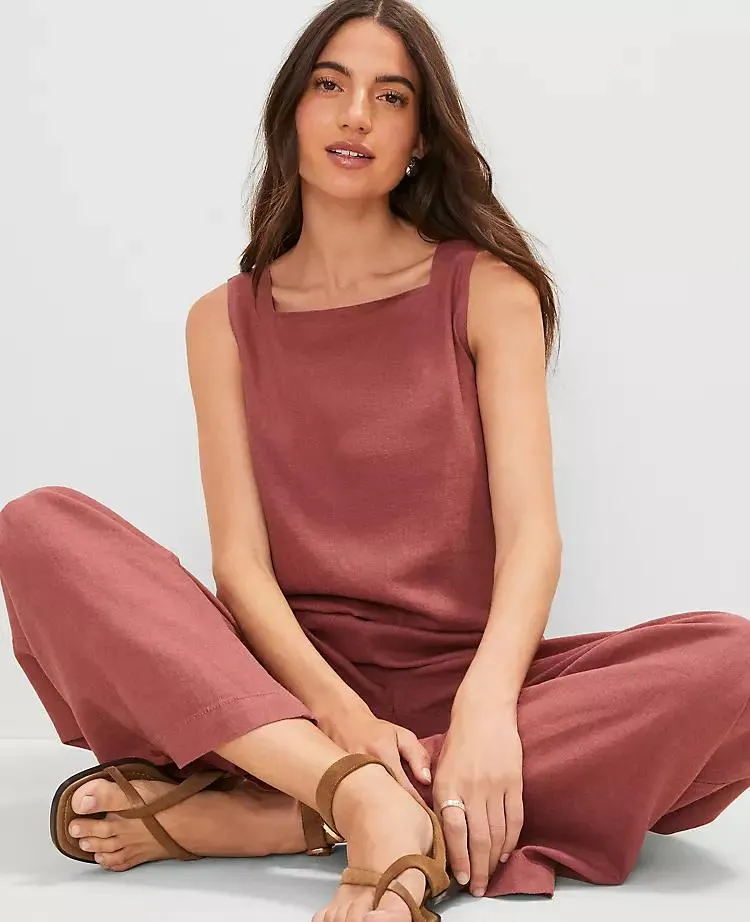 Weekend Collection Linen Blend Bubble Hem Top