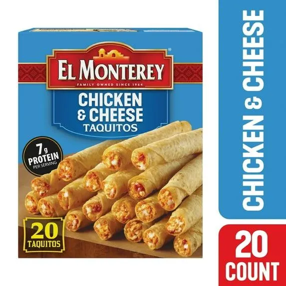 El Monterey Chicken & Cheese Flour Taquitos 20 oz, 20 Count (Frozen)