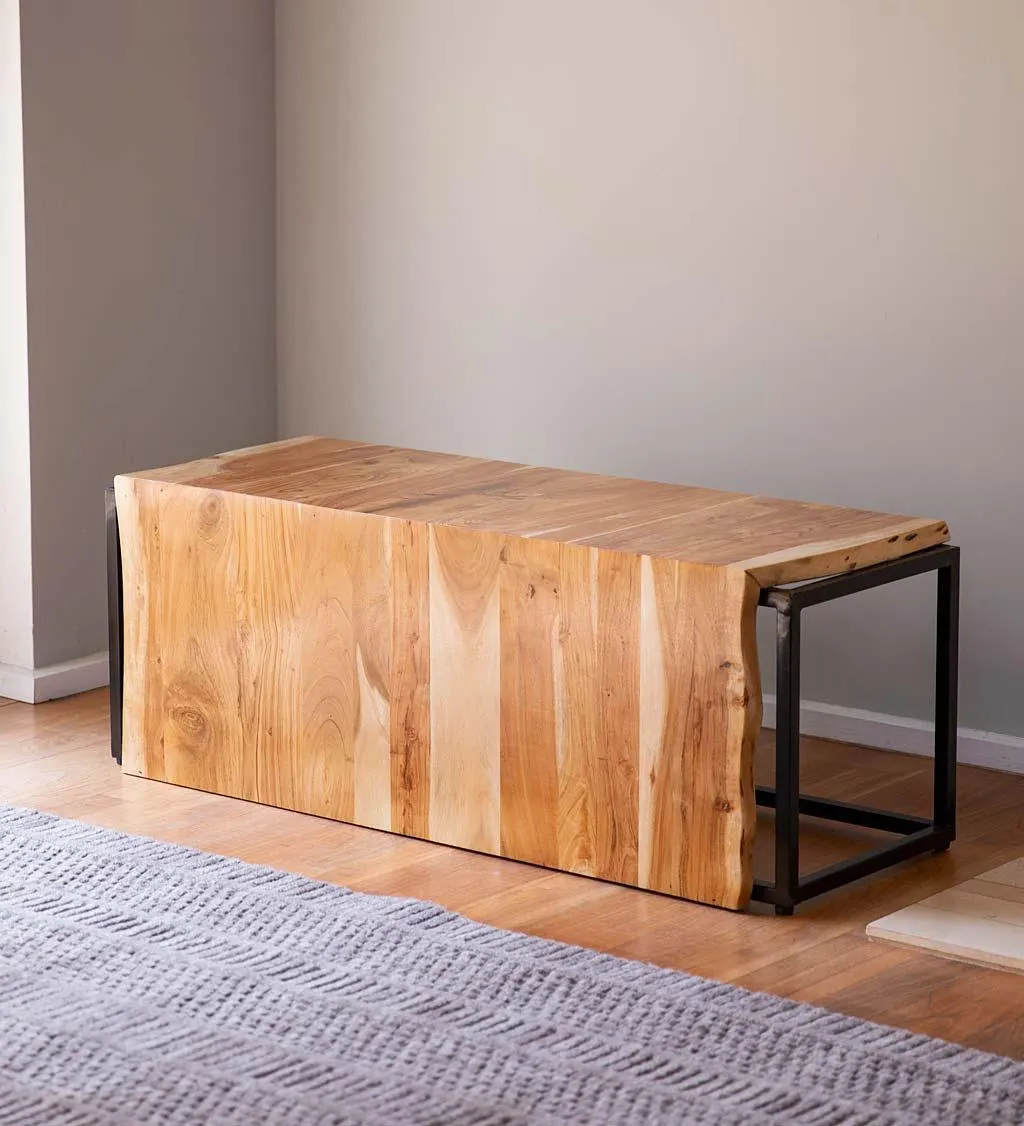 Live-Edge Acacia Wood Waterfall Bench