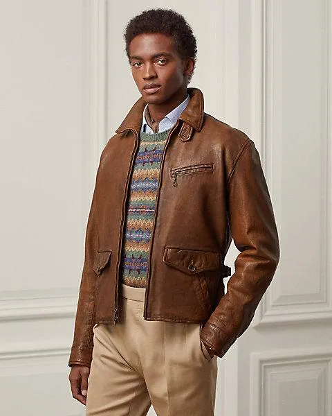 Hugh Leather Newsboy Jacket