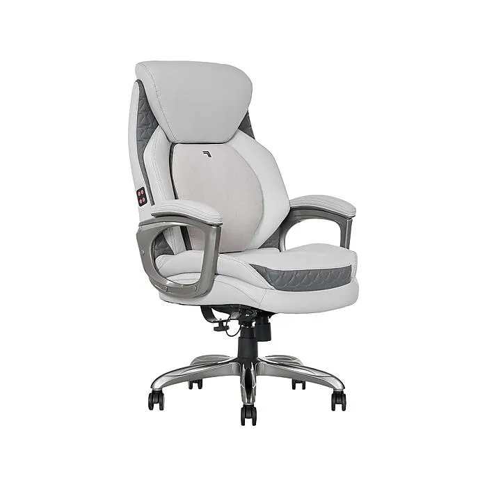 Sharper Image S-600 Active Lumbar Heated Ergonomic Bonded Leather Swivel Executive Massage Chair,