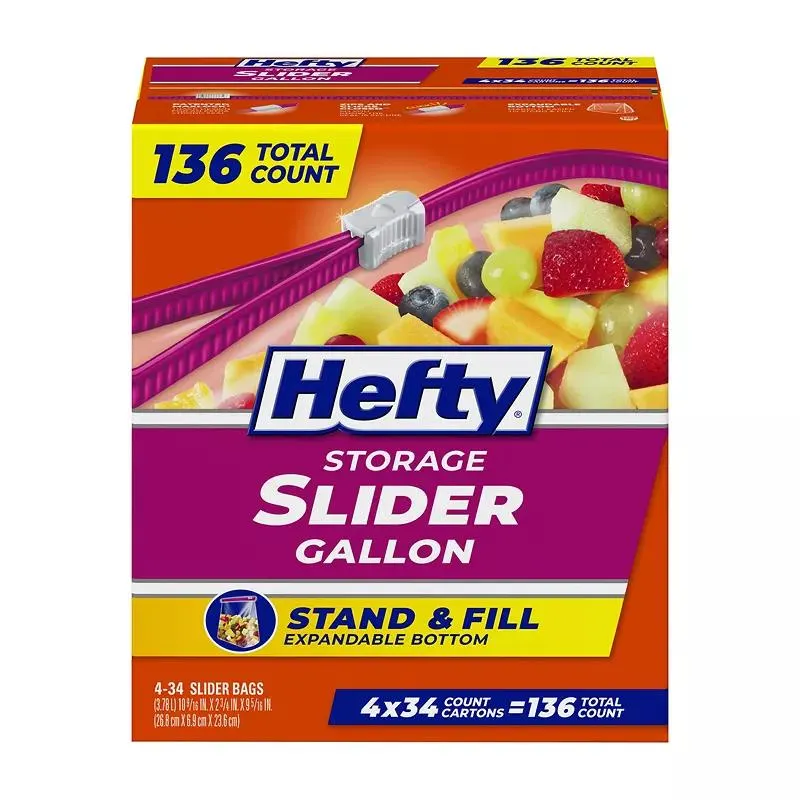 Hefty Gallon Storage Slider Bags, 136 ct.