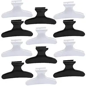 Hair Clips for Styling Sectioning 12 Pack Black White Butterfly Clamps Hair Claw Clips Pro Salon Hair Clips for Styling, Sectioning, Cutting and Coloring
