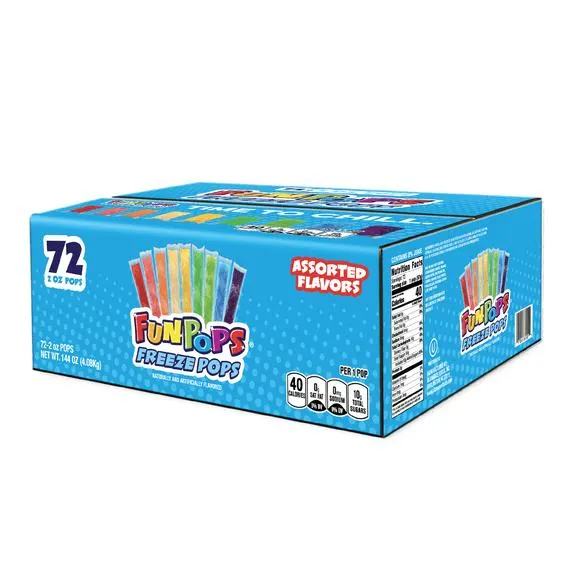 FunPops Assorted Freeze Pops – Family Pack, 72 Count, 2 oz Each