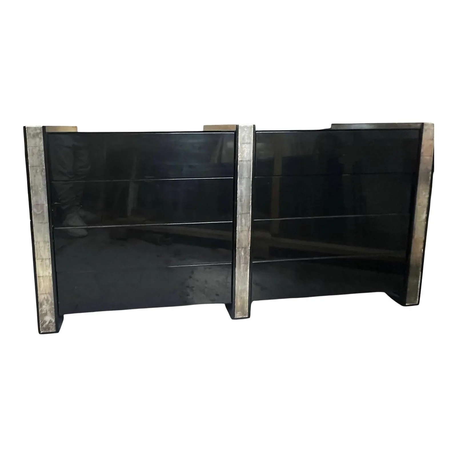 Rare Nancy Corzine Black Lacquer Double Chest of Drawers Dresser