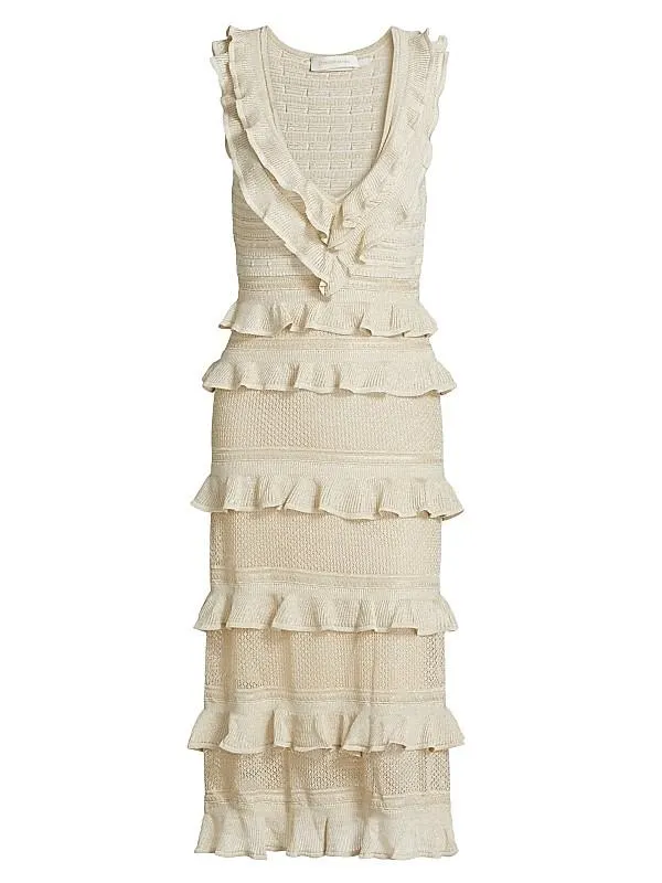 Crush Frilled V-Neck Midi-Dress