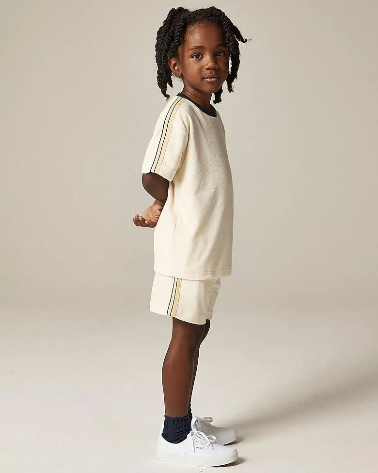 Kids' side-stripe T-shirt in towel terry