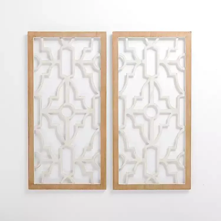 Two-Tone Cutout Wood Panel Wall Plaques, Set of 2